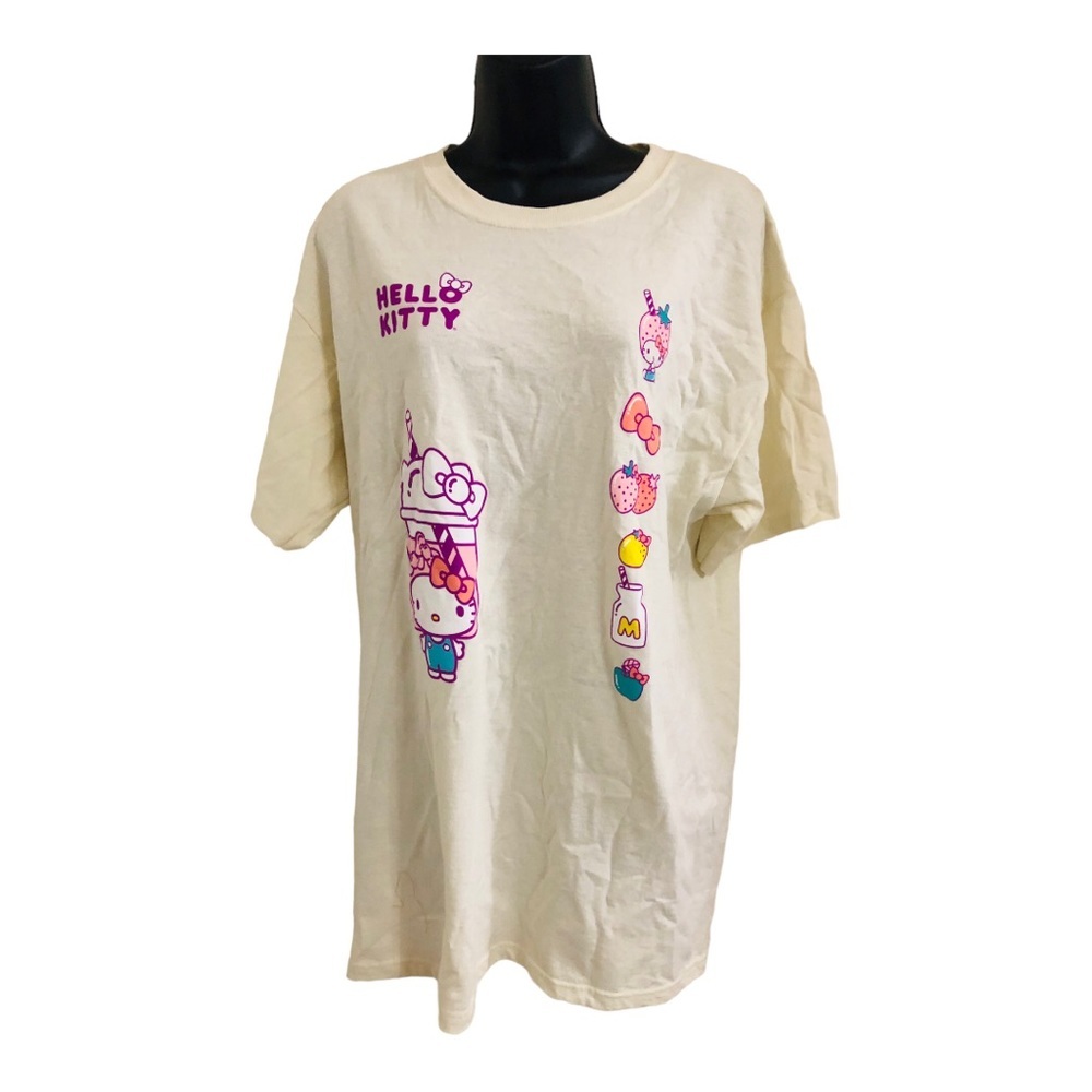Hello Kitty cream relaxed fit graphic print ice cream shop t-shirt size large